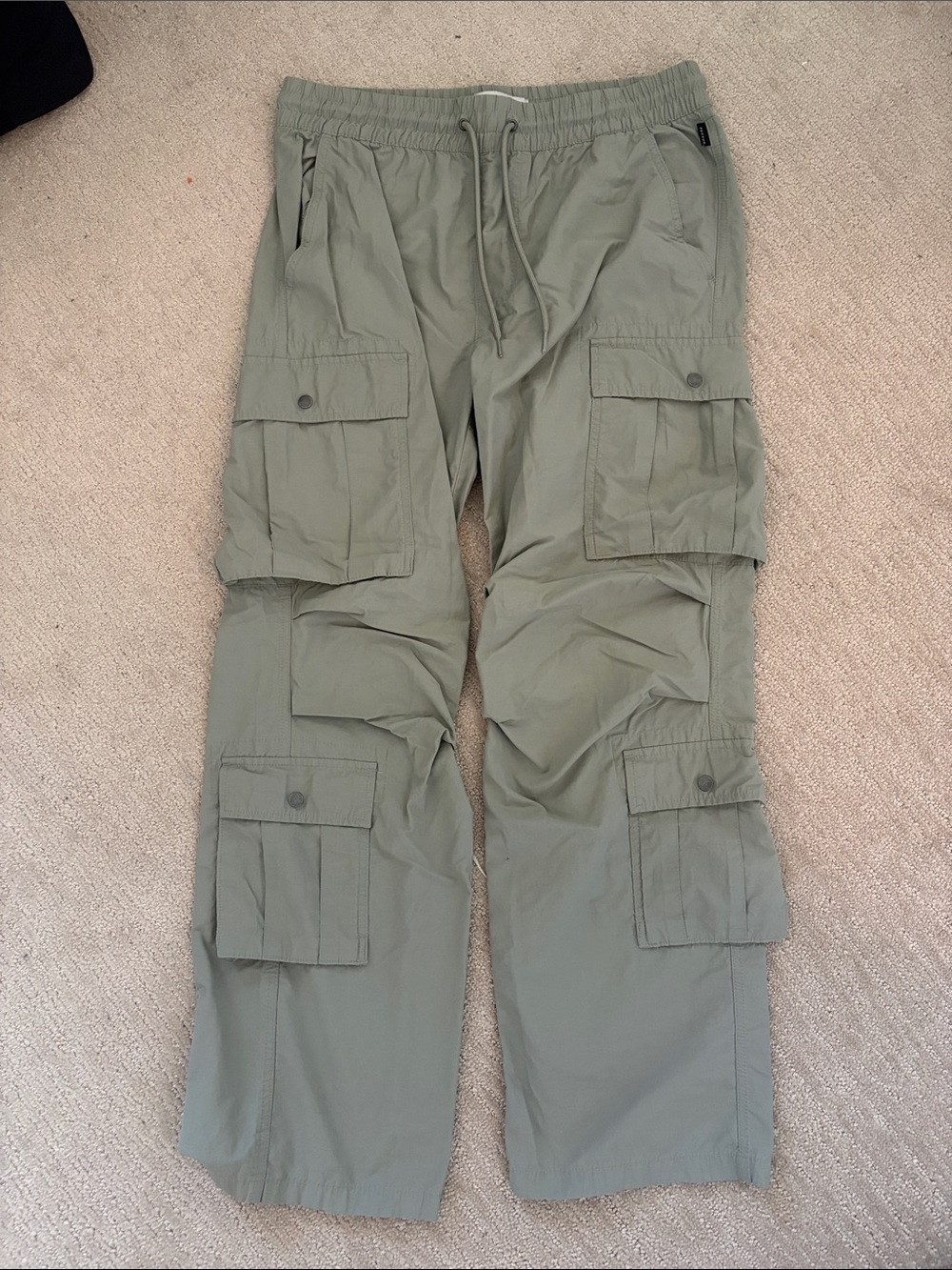 Pacsun Green Cargo Pants with Drawstring Waist